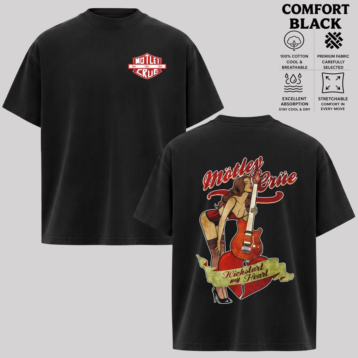 Vintage Motley Crue Kickstart My Heart Rock T-Shirt & Hoodie